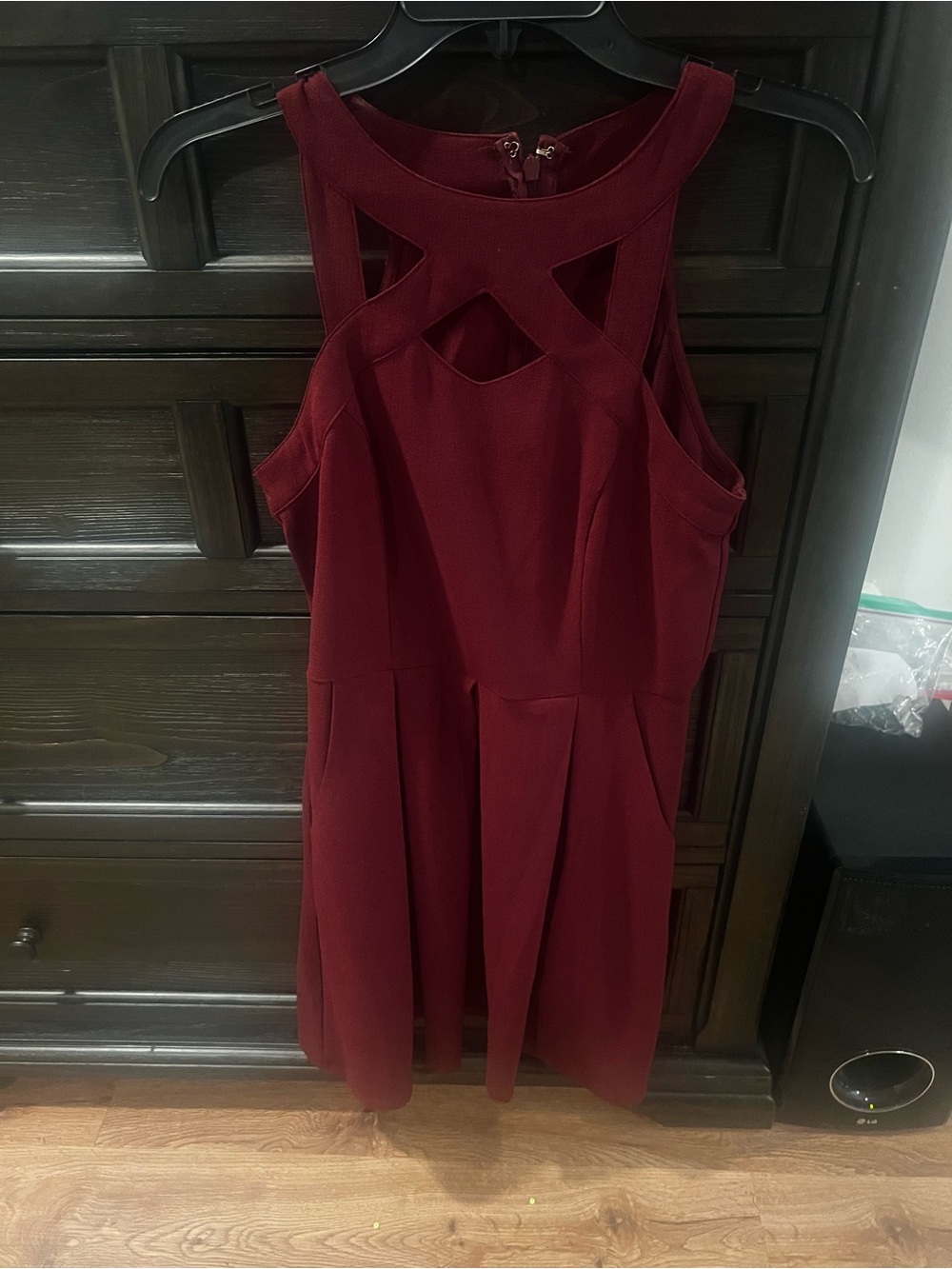 Speechless Burgundy Cutout Fit-and-Flare Mini Dress - Picture 3 of 6
